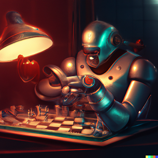 Created with Dall-e of; an AI system by OpenAI. Titled ‘Robot playing chess
